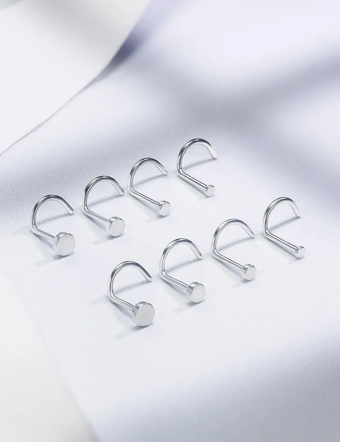 18G 20G 22G Astm F136 Titanium Nose Rings Studs Piercing Jewelry for Women Men Nose Nostril Piercing Jewelry Top Flat 1.5mm 2mm 2.5mm 3mm 4 Pair
