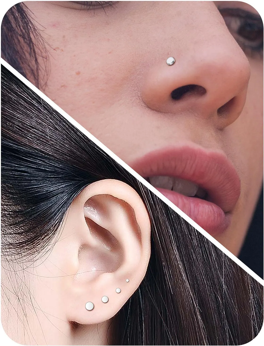 18G 20G 22G Astm F136 Titanium Nose Rings Studs Piercing Jewelry for Women Men Nose Nostril Piercing Jewelry Top Flat 1.5mm 2mm 2.5mm 3mm 4 Pair
