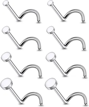 18G 20G 22G Astm F136 Titanium Nose Rings Studs Piercing Jewelry for Women Men Nose Nostril Piercing Jewelry Top Flat 1.5mm 2mm 2.5mm 3mm 4 Pair