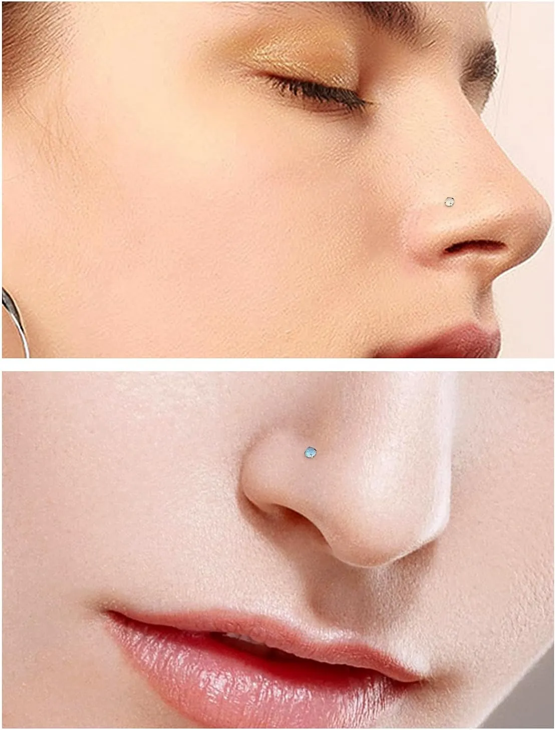18G 20G 22G Astm F136 Titanium Nose Rings Studs Piercing Jewelry for Women Men Opal Nose Rings Nostril Piercing Jewelry Top Opal 1.5mm 2mm 2.5mm 3mm 5PCS