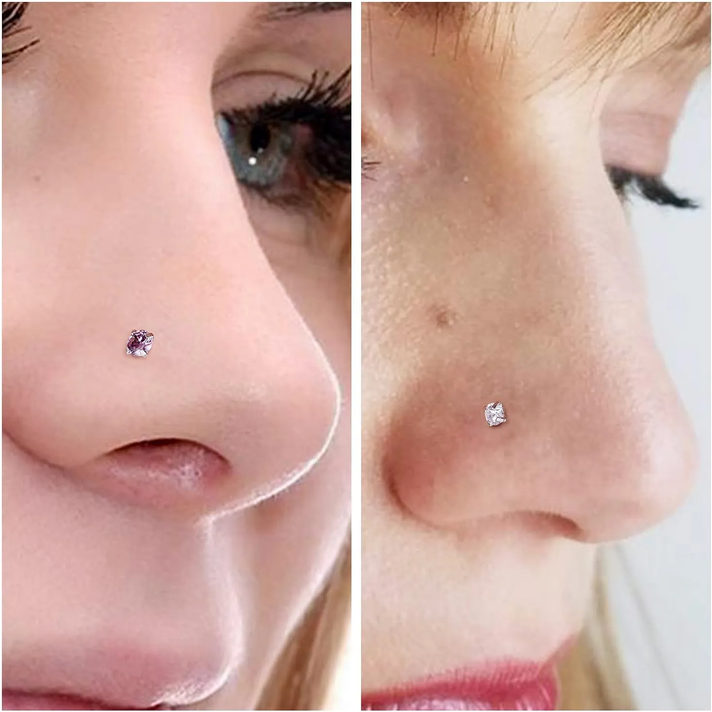 18G 20G 22G Surgical Steel Cubic Zirconia Nose Rings Studs for Women Men Nose Piercing Jewelry Top Diamond 1.5mm 2mm