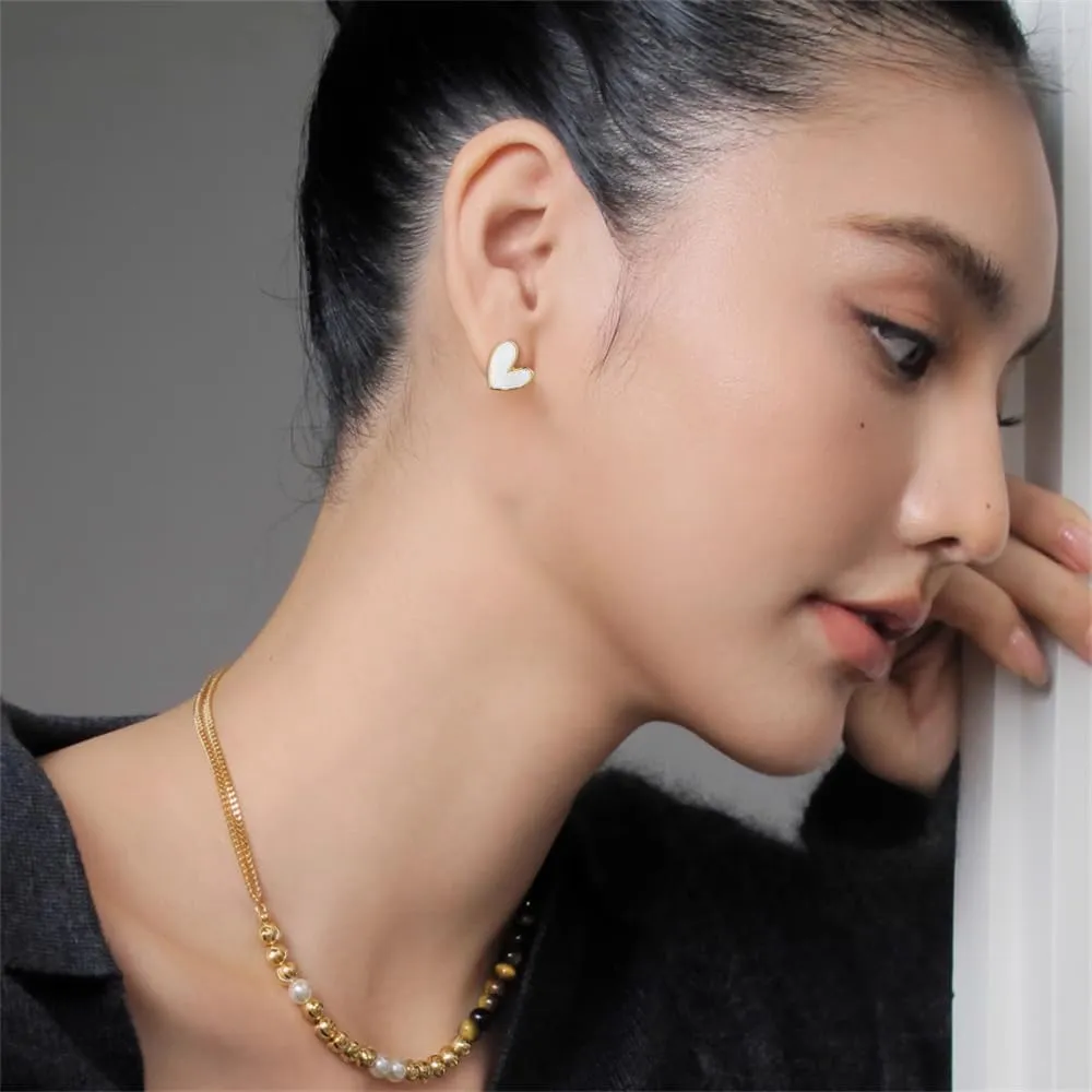 18G Dainty Enamel Heart Stud Earrings for Women 925 Sterling Silver Post Pin Hypoallergenic Small Cute Love Cartilage Studs Piercing Jewelry