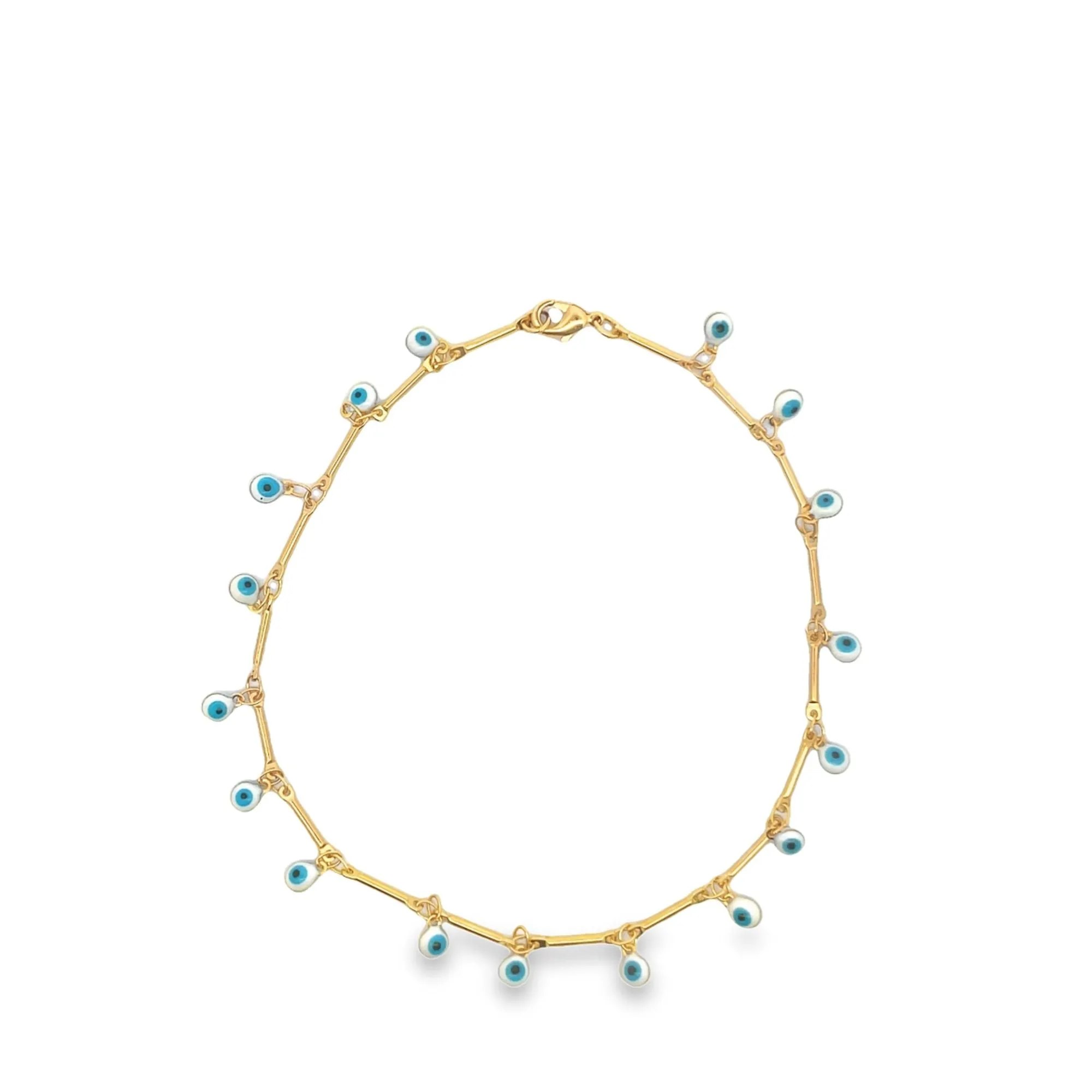 18K Gold Filled Dangle Evil Eye Charms Anklet (E155)