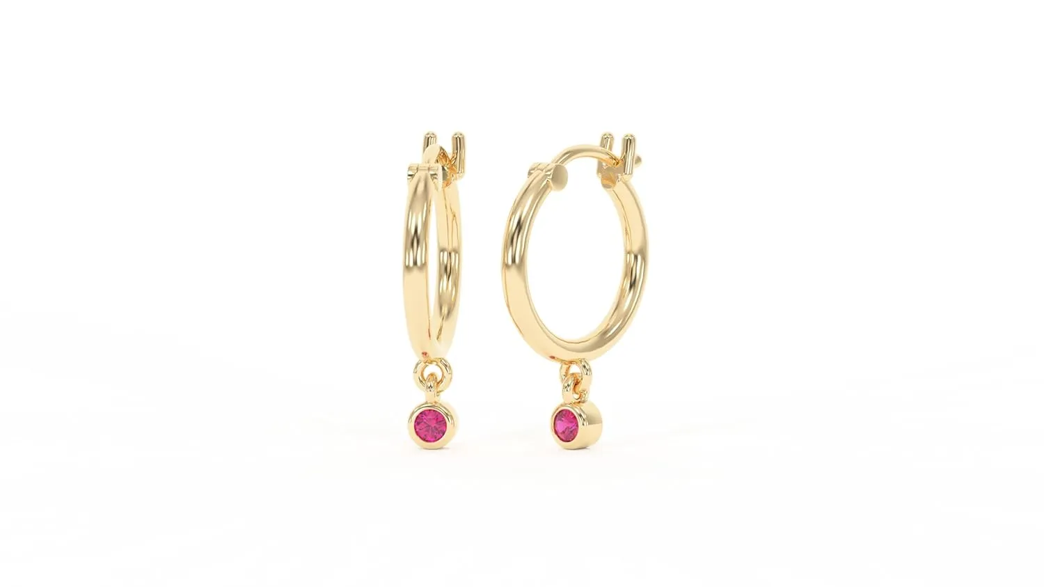 18K Gold Hoop Earrings for Women - Authentic 925 Sterling Silver Hoop Earrings with Ruby Crystal - Hypoallergenic July Birthstone Gift for Mothers Day