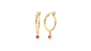 18K Gold Hoop Earrings for Women - Authentic 925 Sterling Silver Hoop Earrings with Ruby Crystal - Hypoallergenic July Birthstone Gift for Mothers Day