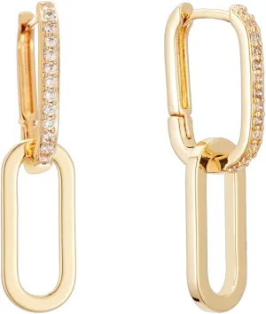 18K Gold Plated Paperclip Earrings For Women Trendy Chain Link Earrings Gold Statement Hoops Earrings Rectangle Drop Dangle Earrings Jewelry Gifts For Wedding