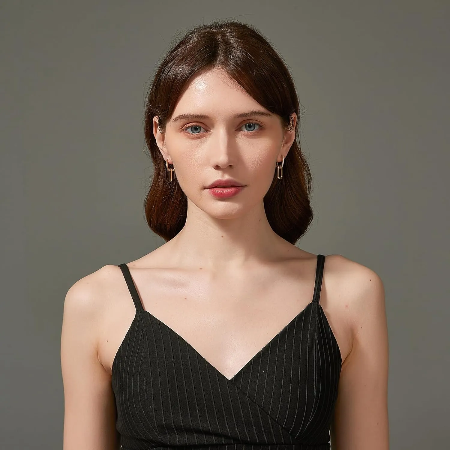 18K Gold Plated Paperclip Earrings For Women Trendy Chain Link Earrings Gold Statement Hoops Earrings Rectangle Drop Dangle Earrings Jewelry Gifts For Wedding