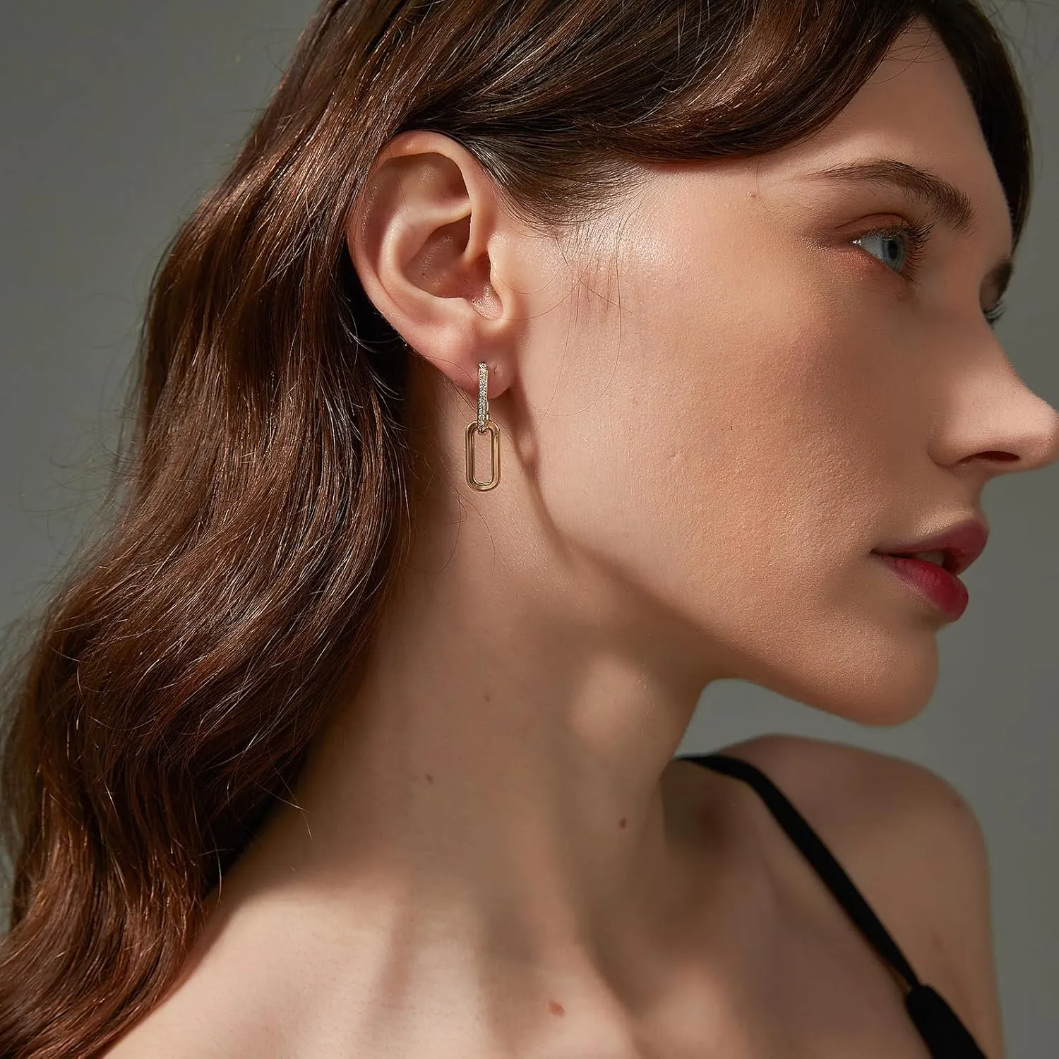 18K Gold Plated Paperclip Earrings For Women Trendy Chain Link Earrings Gold Statement Hoops Earrings Rectangle Drop Dangle Earrings Jewelry Gifts For Wedding