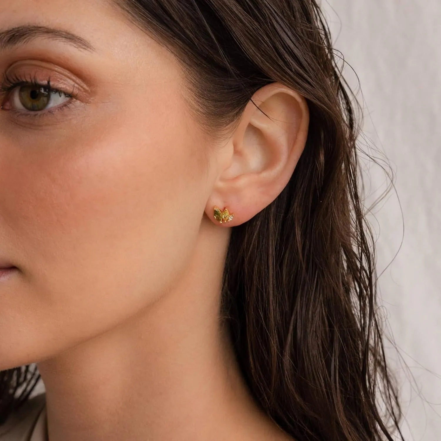 18K gold plated stainless steel ear studs, mini ear studs, minimalist screw earrings