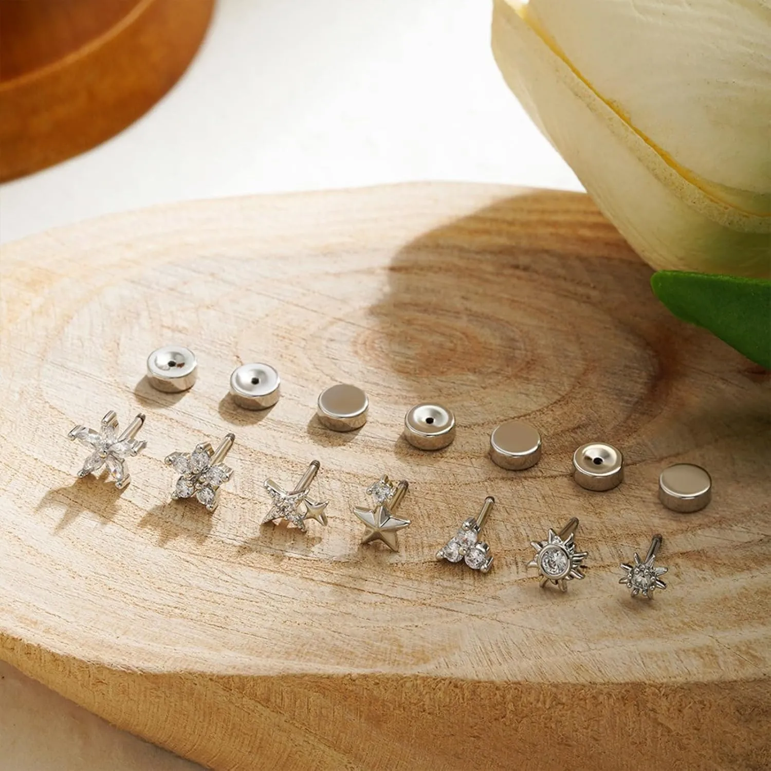 18K gold plated stainless steel ear studs, mini ear studs, minimalist screw earrings