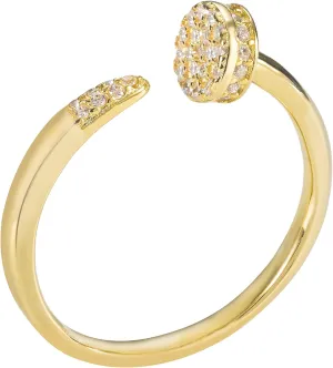 18K Gold Plated Sterling Silver Pave Open Nail Ring Stackable Wedding Band with ALIZRUN20R10006 0