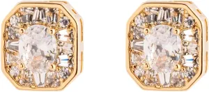 18K Gold Stud Earrings for Women  Hypoallergenic Cubic Zirconia Earrings, Elegant Gold Earrings Studs
