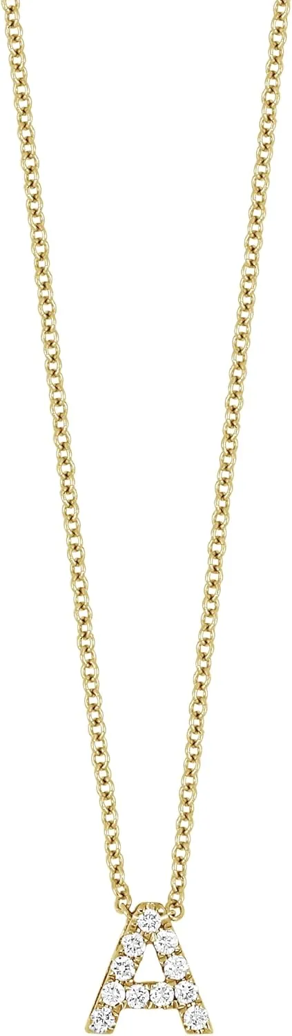 18K Yellow Gold Diamond Classic Initial Pendant Necklace