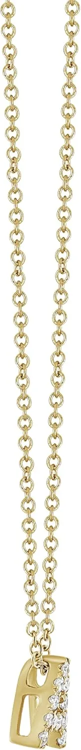 18K Yellow Gold Diamond Classic Initial Pendant Necklace