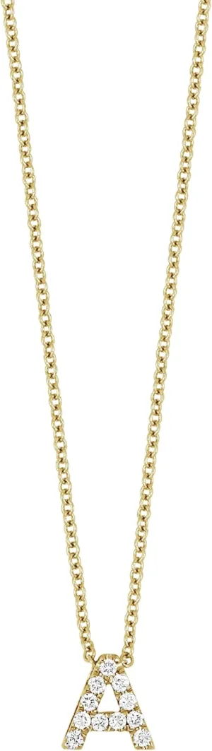 18K Yellow Gold Diamond Classic Initial Pendant Necklace
