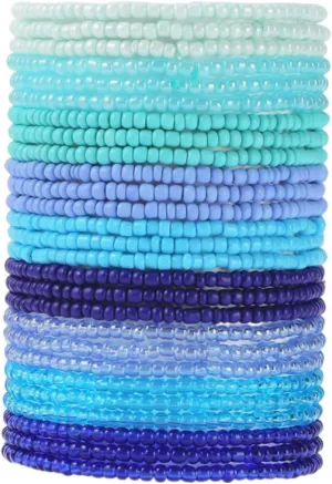18Pcs Colorful Bohemia Seed Beaded Bracelets Handmade Adjustable Stackable Rainbow Beaded Stretch Bracelet Anket Multilayer Vaction Elastic Bracelet for Women Summer Beach Boho Jewelry Gifts