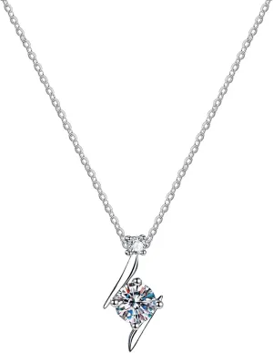 1CT Moissanite Pendant Necklaces, D Color VVS1 925 Sterling Silver Infinity Chain Pendant for Women Mom Wife Birthday Gifts