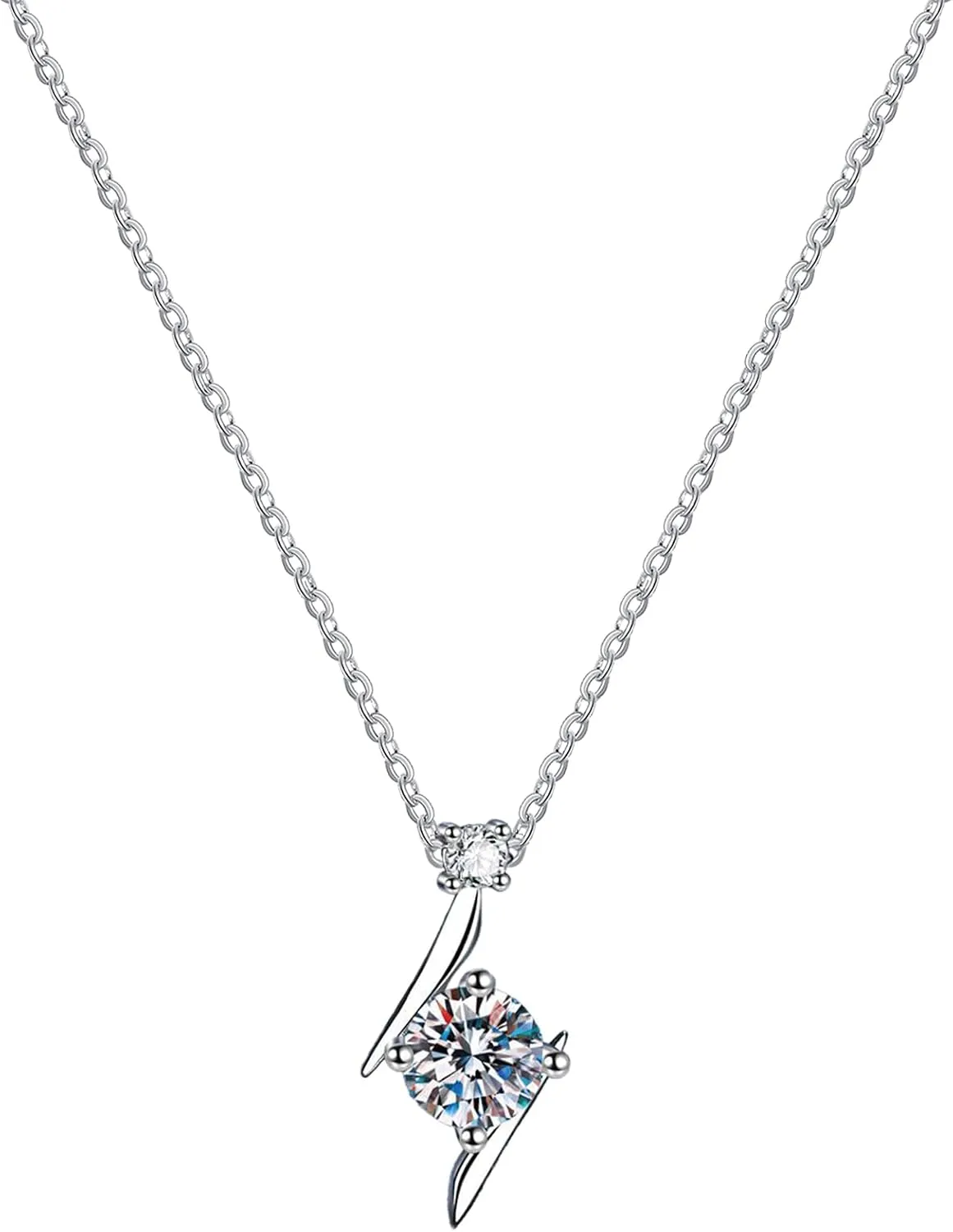1CT Moissanite Pendant Necklaces, D Color VVS1 925 Sterling Silver Infinity Chain Pendant for Women Mom Wife Birthday Gifts