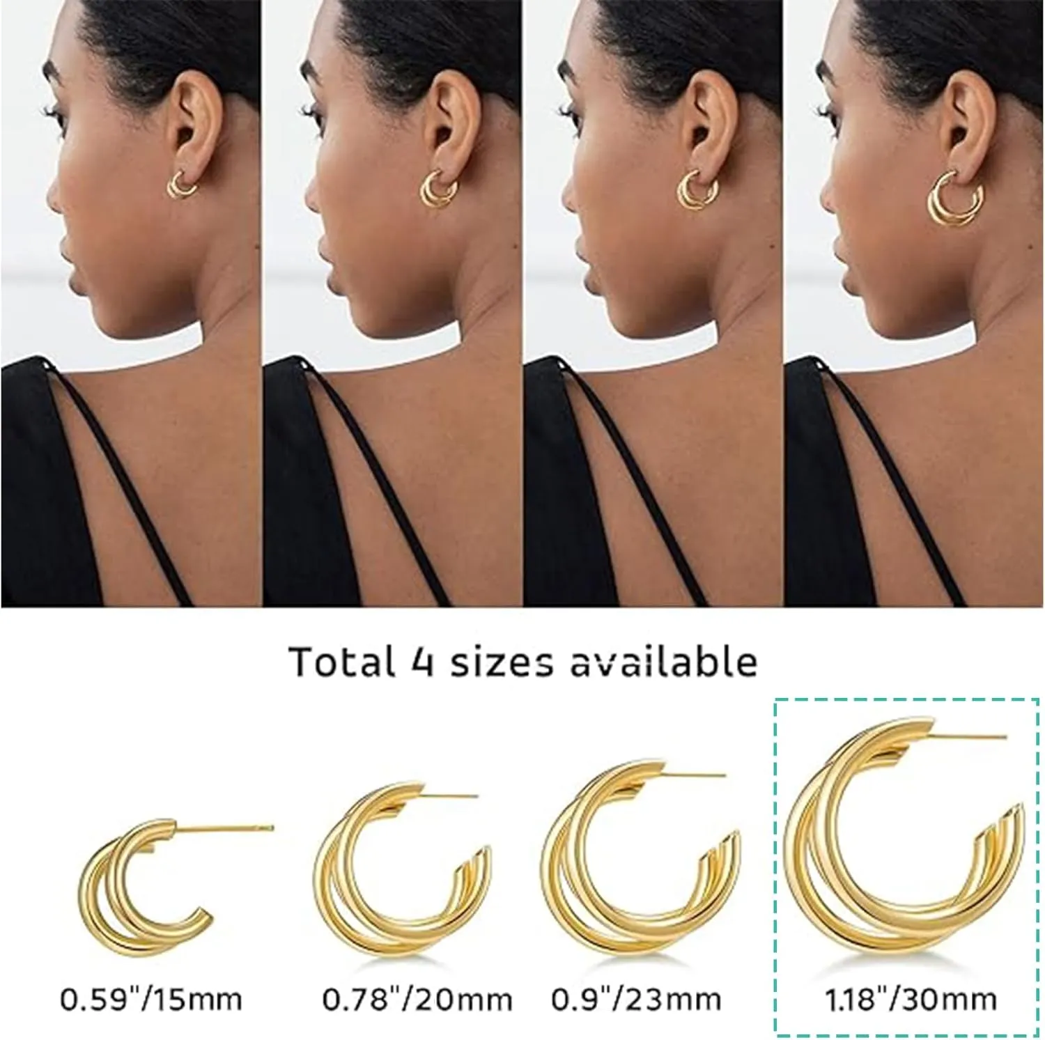 2 Pairs Gold/Silver Hoop Earrings For Women Set Trendy,14K Plated Gold Chunky Huggie Hoop Earings Pack,Oval Twisted Statement Silver Hoops,Fashion Jewelry Gift