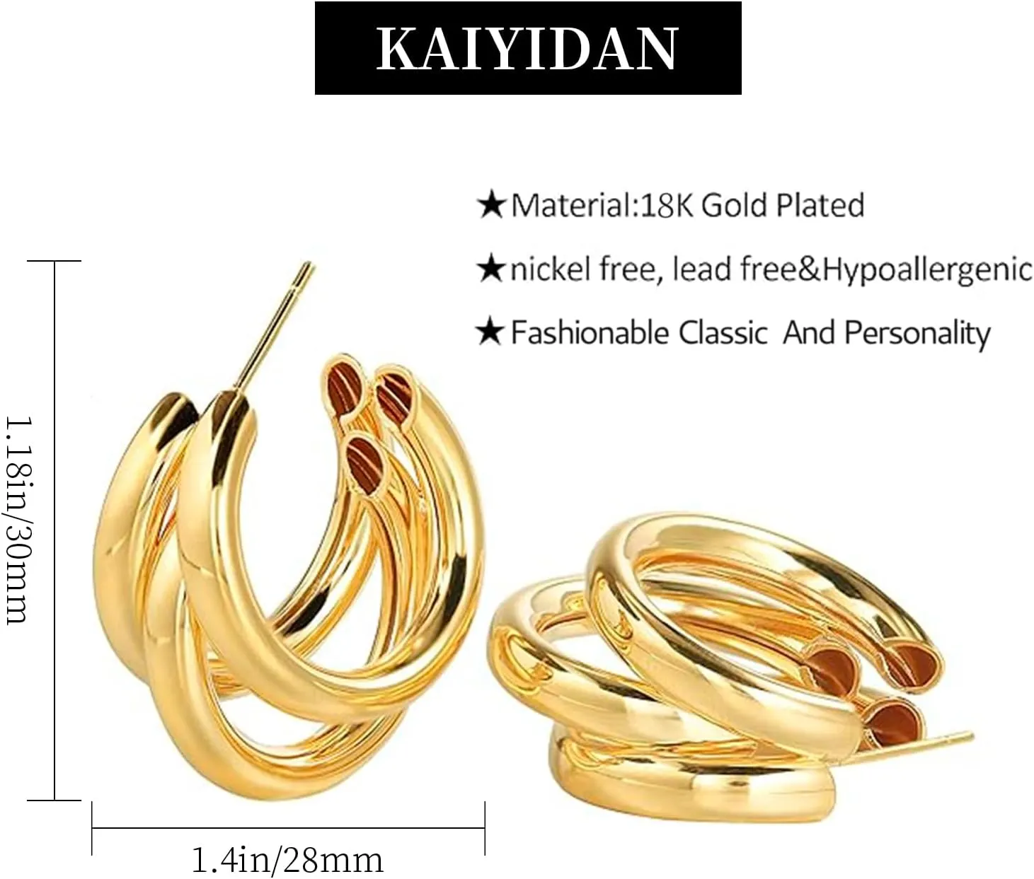 2 Pairs Gold/Silver Hoop Earrings For Women Set Trendy,14K Plated Gold Chunky Huggie Hoop Earings Pack,Oval Twisted Statement Silver Hoops,Fashion Jewelry Gift
