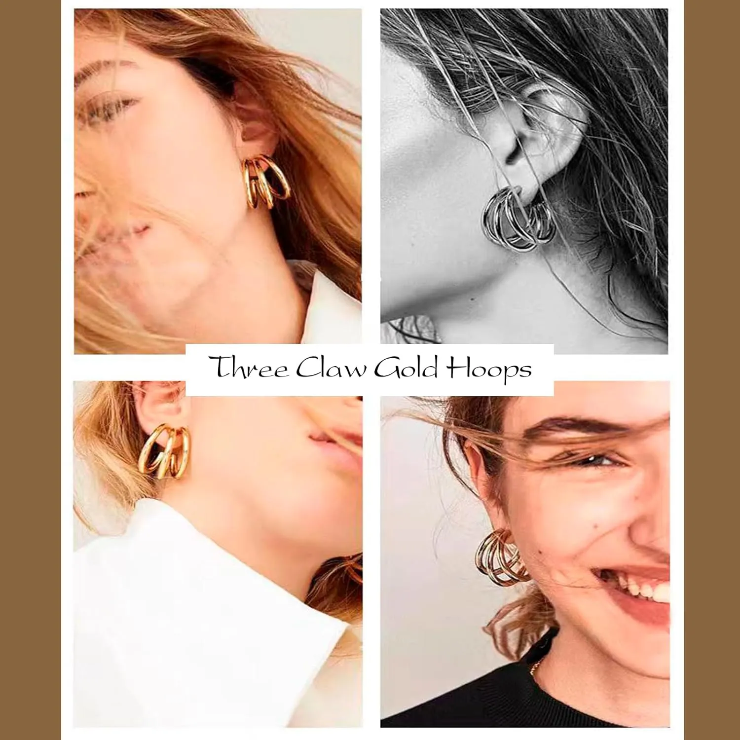 2 Pairs Gold/Silver Hoop Earrings For Women Set Trendy,14K Plated Gold Chunky Huggie Hoop Earings Pack,Oval Twisted Statement Silver Hoops,Fashion Jewelry Gift