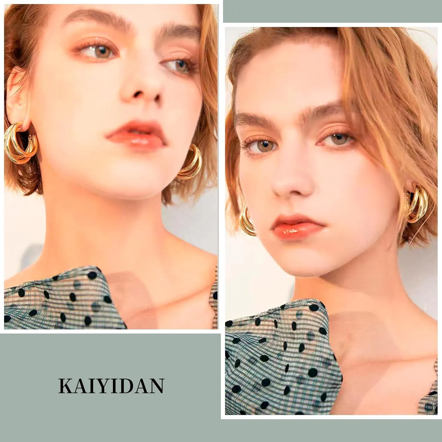 2 Pairs Gold/Silver Hoop Earrings For Women Set Trendy,14K Plated Gold Chunky Huggie Hoop Earings Pack,Oval Twisted Statement Silver Hoops,Fashion Jewelry Gift