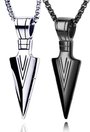 2 Pcs Arrow Necklace Titanium Steel Men Punk Hip Hop Vintage BFF Necklace Triangle Spearhead Arrowhead Friendship Couple Pendant Necklace Men Jewelry