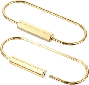 2 PCS Gold Carabiner Screw Lock Keychain Gold Brass Key Rings Golden Screws Lock Key Ring Screw Organizer Simple Style Car Keychains Durable Simple Brass Keychain Holder for Men Women