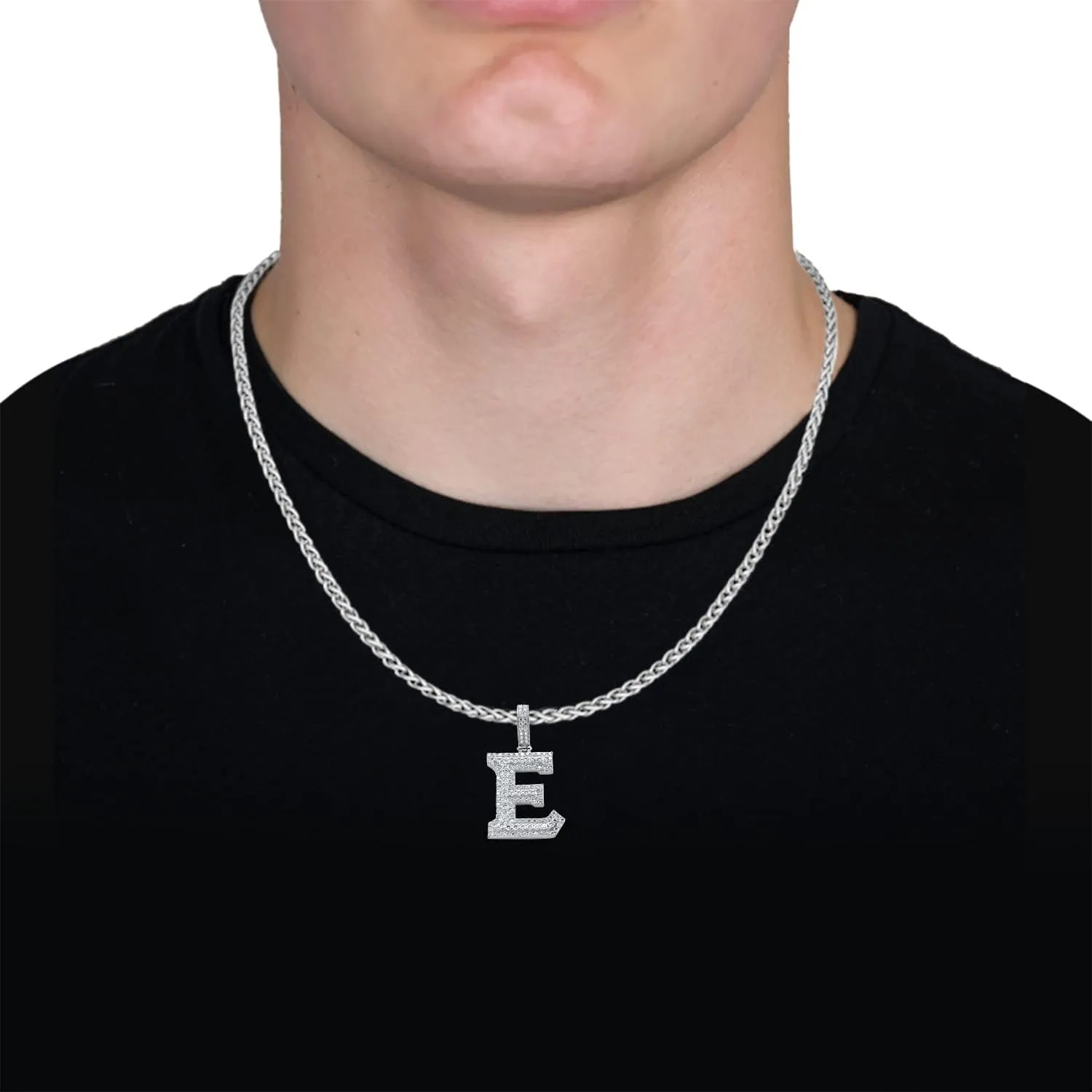 2.00 to 5.00 CT. T.W. Initial Alphabet Letter Hip Hop Pendant Necklace Solid 14K Yellow/White Gold Plated 925 Sterling Silver Iced Out Cubic Zirconia Cz Diamond Jewelry for Men by Jenelia Jewelers (Without Chain)