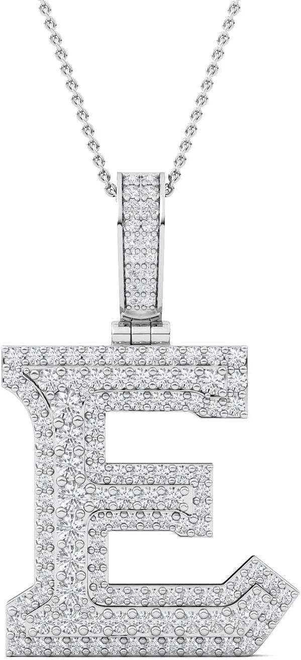 2.00 to 5.00 CT. T.W. Initial Alphabet Letter Hip Hop Pendant Necklace Solid 14K Yellow/White Gold Plated 925 Sterling Silver Iced Out Cubic Zirconia Cz Diamond Jewelry for Men by Jenelia Jewelers (Without Chain)