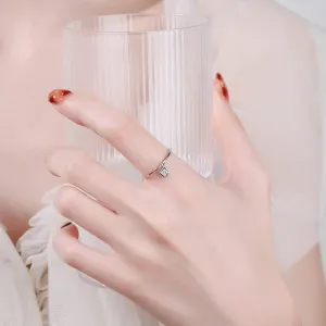 2023 Simple Geometric Rhombus Couple Ring for Women Small Diamond Crystal Genuine Sterling Silver Gift Jewelry
