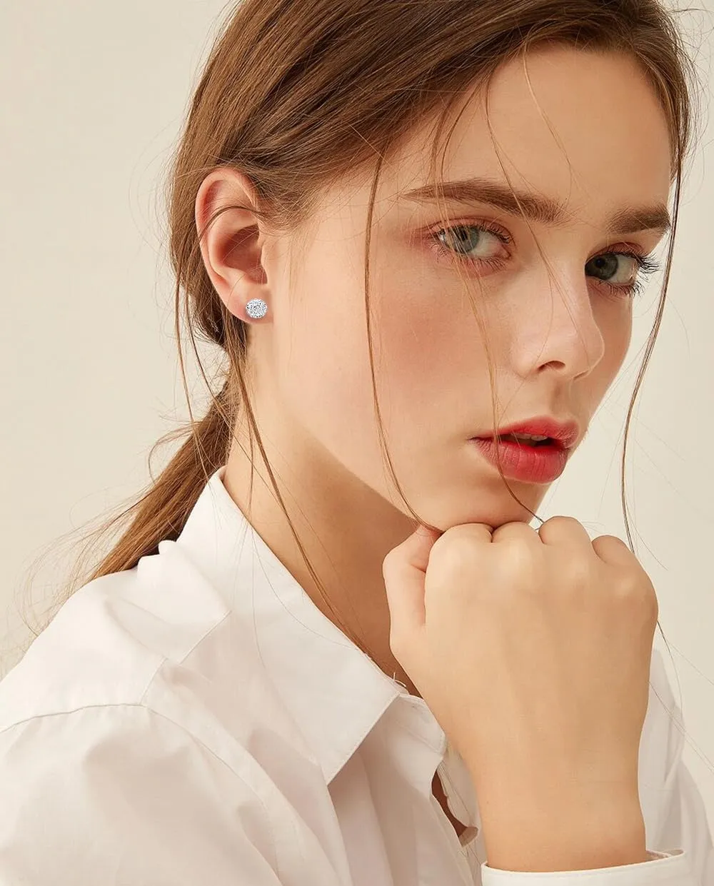 20G Crystal Ball Cartilage Labret Stud Earrings 925 Sterling Silver Pave CZ Tragus Lip Monroe Helix Studs Nose Rings Sparkling Medusa Bady Piercing Jewelry Gifts for Women Girls Christmas
