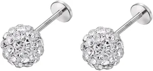 20G Crystal Ball Cartilage Labret Stud Earrings 925 Sterling Silver Pave CZ Tragus Lip Monroe Helix Studs Nose Rings Sparkling Medusa Bady Piercing Jewelry Gifts for Women Girls Christmas