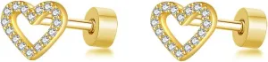 20G Cute Open Heart Tragus Cartilage Stud Earrings For Women Titanium Hypoallergenic CZ Sparkling Dainty Small Tiny Love Hearts Internally Threaded Screwback Studs Sleeper Helix Conch Ear Piercing Jewelry 6mm