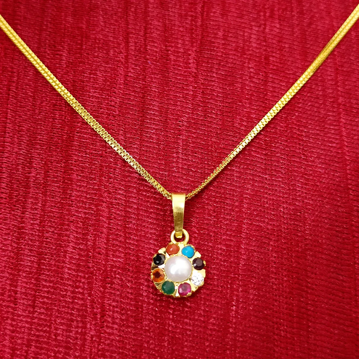 22 KT Gold Unisex Round Beads Pendant with Earring (D35)