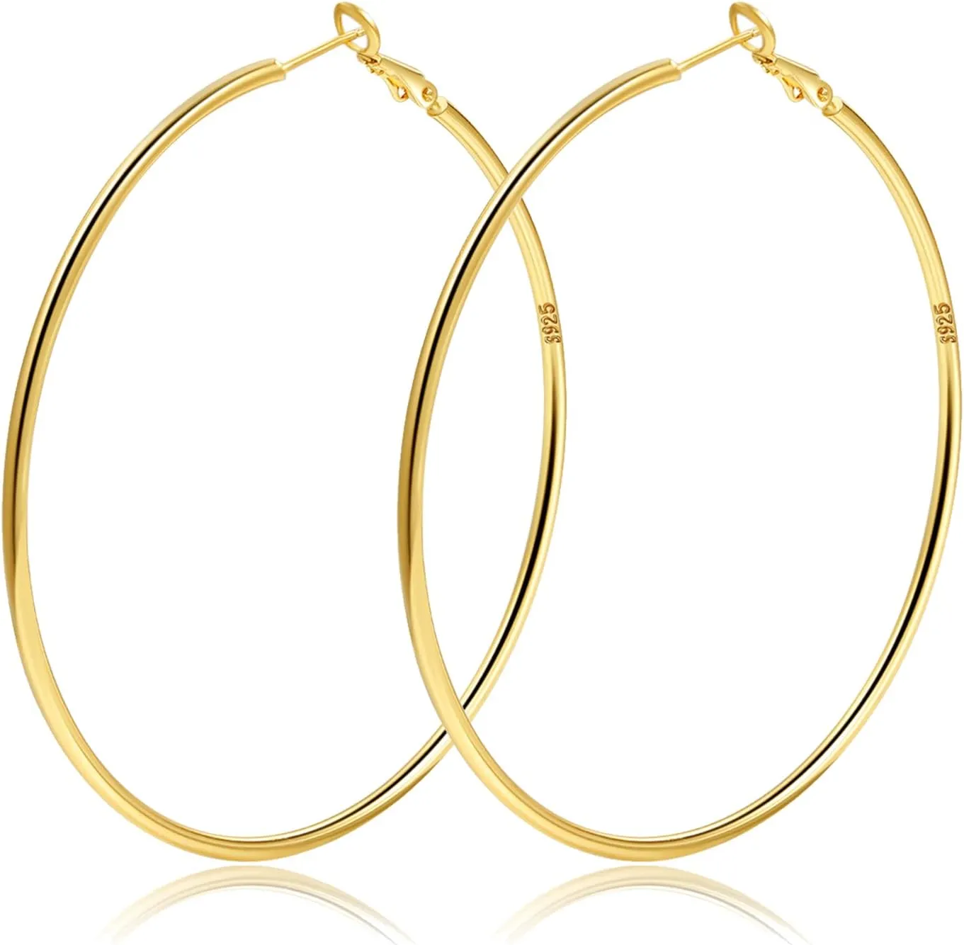 2mm Sterling Silver Big Hoop Earrings For Women - Large Hypoallergenic Circle Endless Thin Oversize Silver Hoops