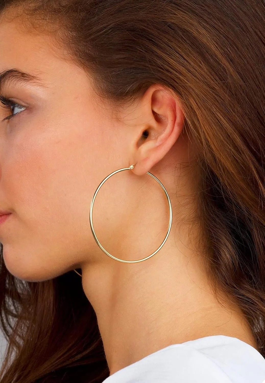 2mm Sterling Silver Big Hoop Earrings For Women - Large Hypoallergenic Circle Endless Thin Oversize Silver Hoops
