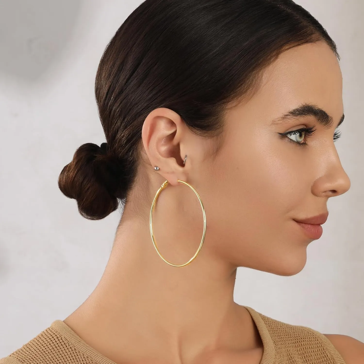 2mm Sterling Silver Big Hoop Earrings For Women - Large Hypoallergenic Circle Endless Thin Oversize Silver Hoops