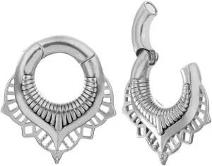 2PCS Floral and Spine Ear Hangers Weights For Stretching Ear Lobe 316 Stainless Steel Ear Gauges Dangle Women Man Piercing Tunnels Body Jewelry 6mm-8mm (2g-0g)