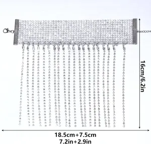 2Pcs Rhinestone Ankle Bracelets Sparkly Tassel Foot Chain Glitter High Heel Decorative Pendant Chain Sexy Jewelry Accessories for Women Nightclub Party