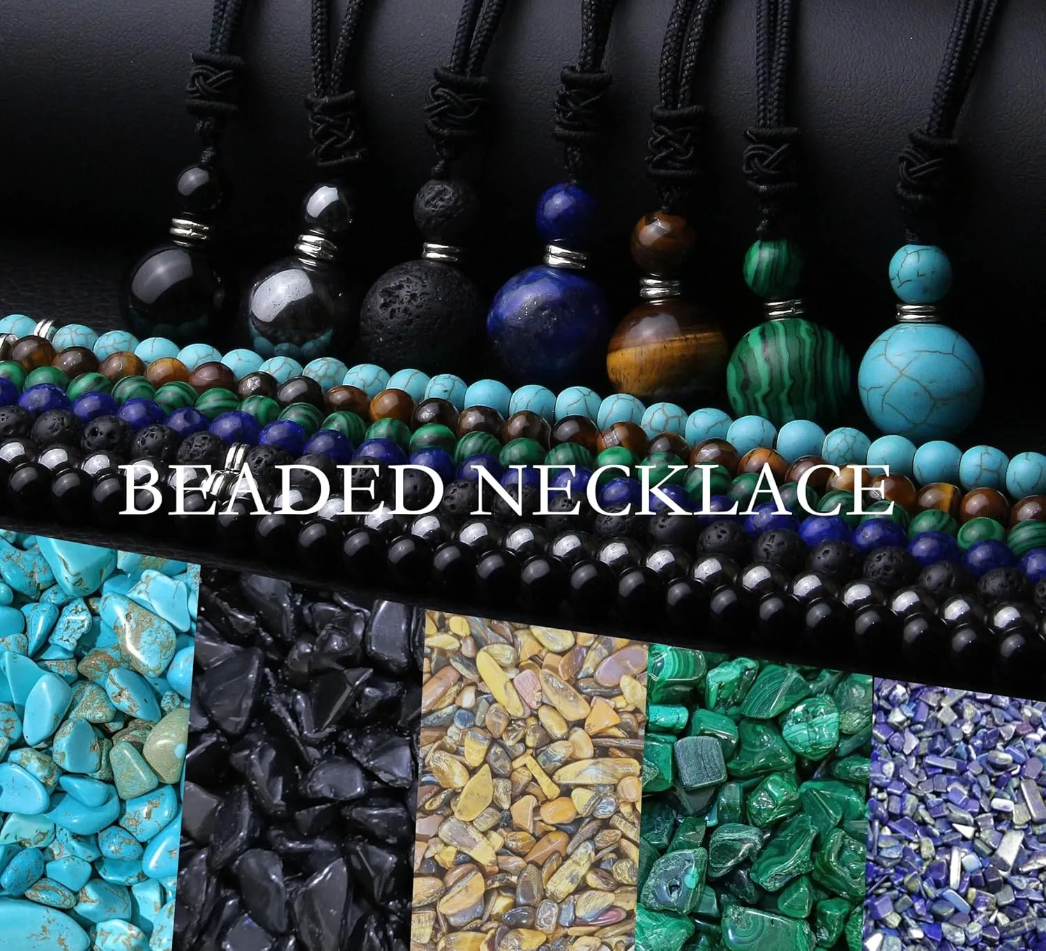 2Pcs Tigers Eye Necklace - Beaded Necklace for Men - Protection Necklace Men Choker Necklaces Tigers Eye Beads Pendant Jewelry Gifts for Men
