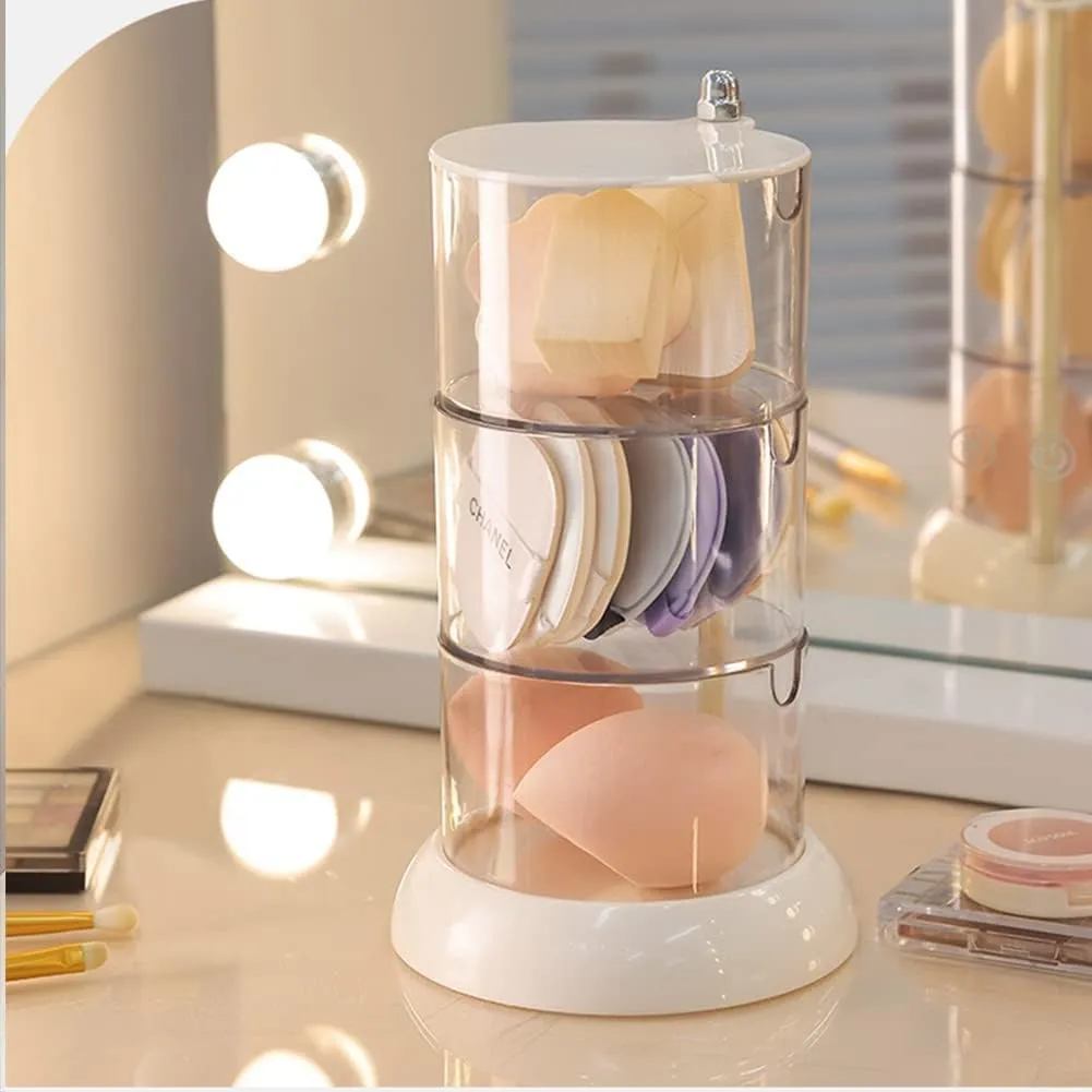 3-Layers Clear Jewelry Organizer, 360 Rotatable Small Cute Acrylic Jewelry Box for Hair Clip, Hair Tie, Earring, Necklace, Bracelet, Ring, Hair Accessories Holder for Girls