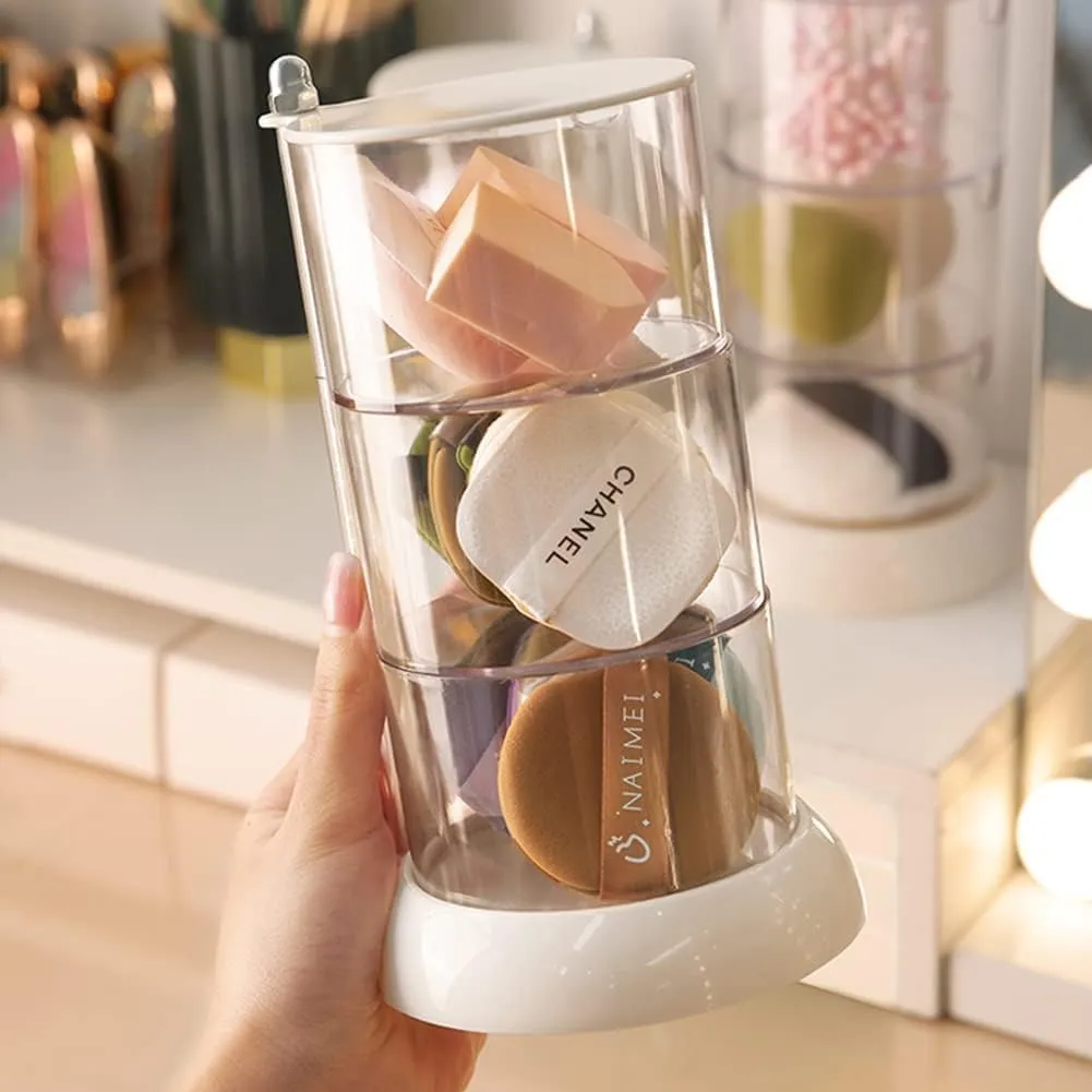 3-Layers Clear Jewelry Organizer, 360 Rotatable Small Cute Acrylic Jewelry Box for Hair Clip, Hair Tie, Earring, Necklace, Bracelet, Ring, Hair Accessories Holder for Girls