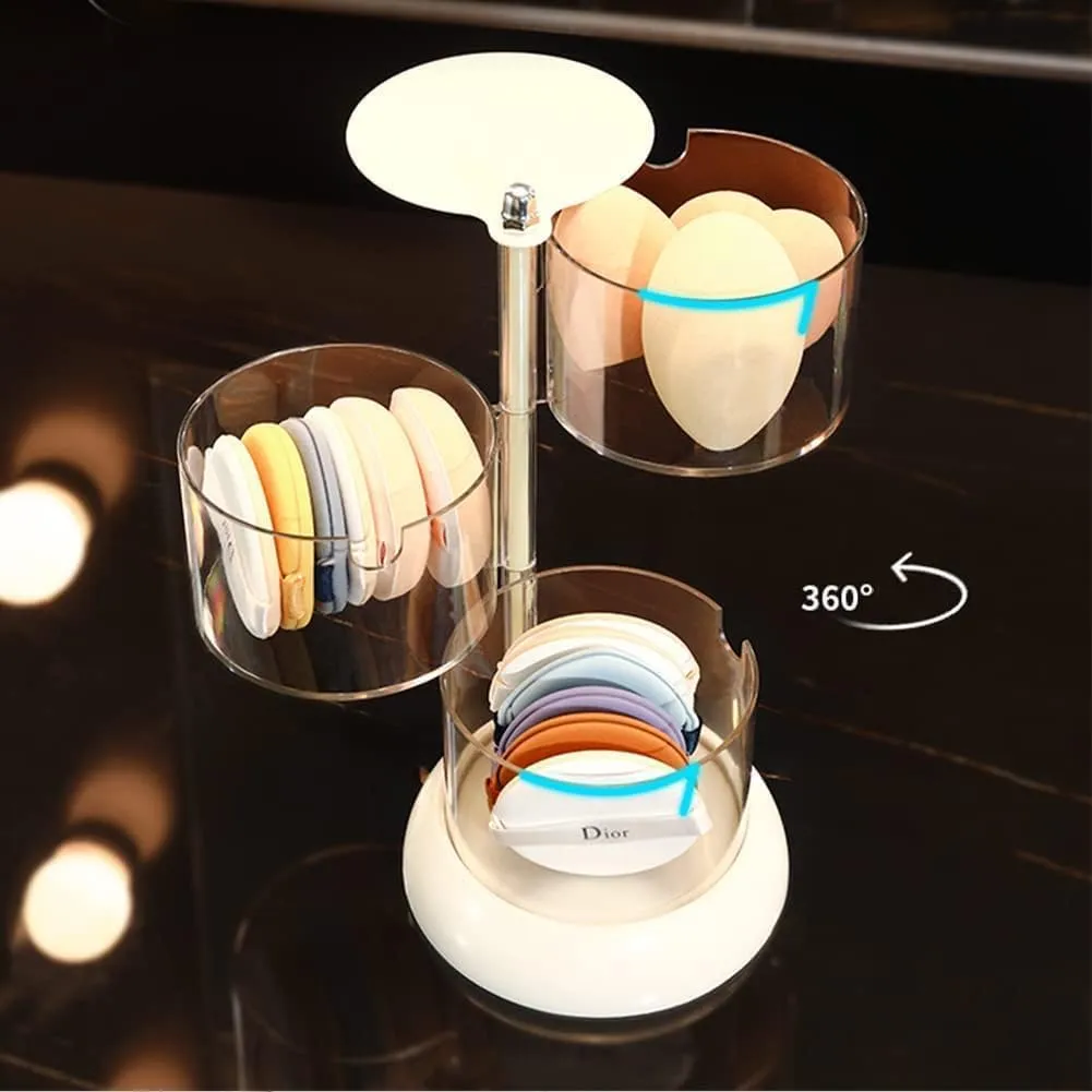 3-Layers Clear Jewelry Organizer, 360 Rotatable Small Cute Acrylic Jewelry Box for Hair Clip, Hair Tie, Earring, Necklace, Bracelet, Ring, Hair Accessories Holder for Girls