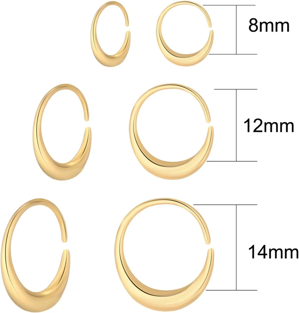 3 Pairs Gold Hoop Earrings for Women Earring Stacks Gold Silver Hoop Earring Sets for Multiple Piercing Hypoallergenic Dainty 14k Gold Plated Small Hoops Huggie Earrings Trendy Womens Jewelry Gifts