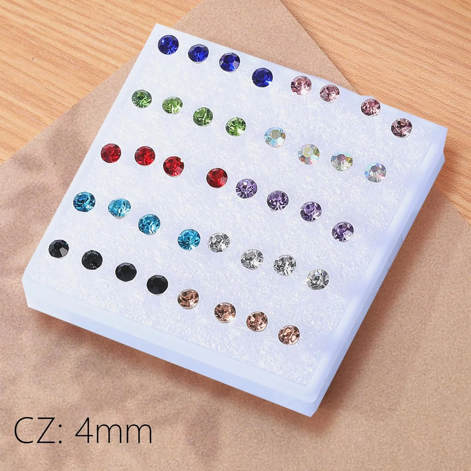 30 Pairs Cubic Zirconia Earrings - Plastic Post & Stud Earrings for Women with Pearls, Suitable for Sensitive Ears