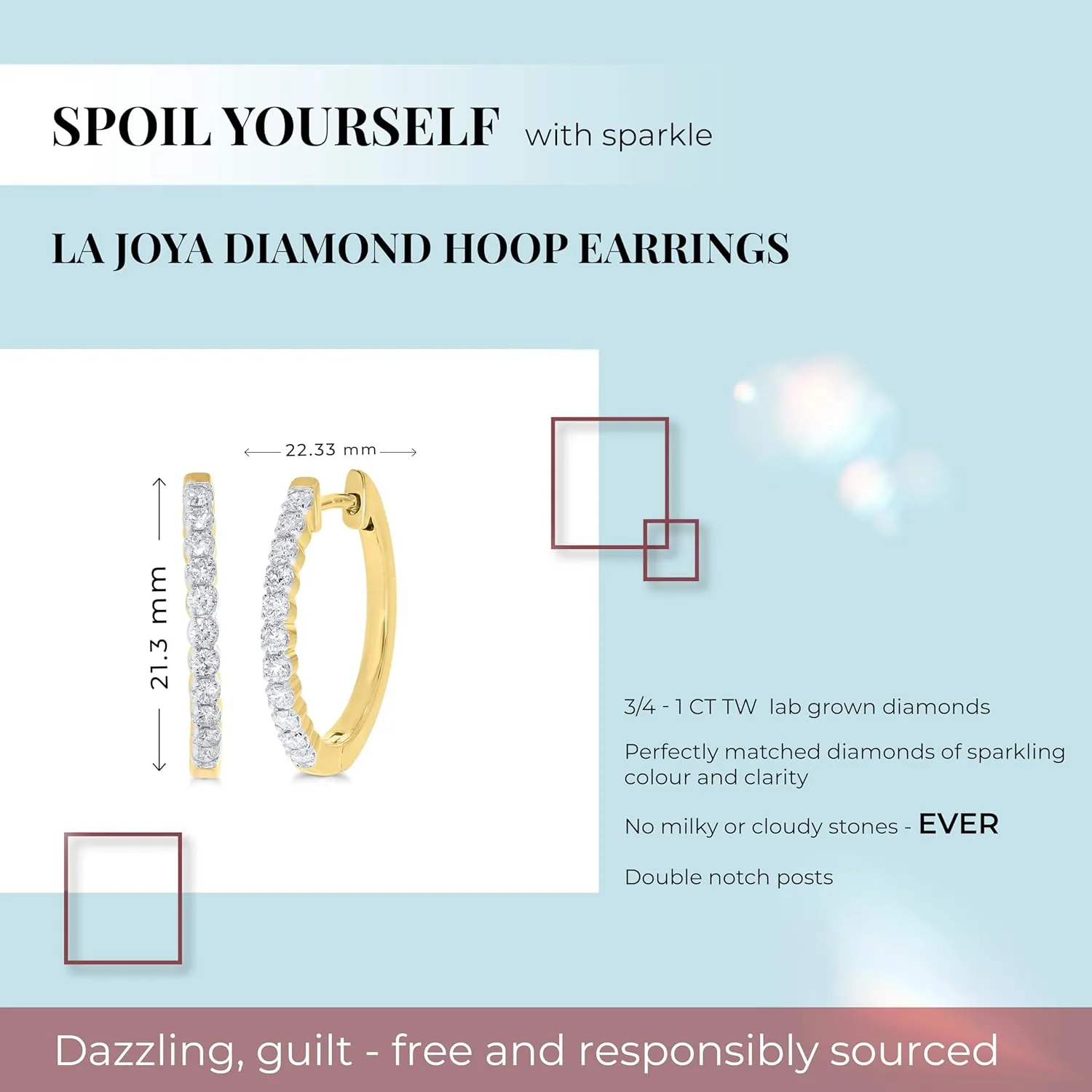 3/4-2 CT. TW. Lab Grown Diamond Hoop Earrings for Women| Sparkling 925 Sterling Silver | Ideal as Gift for Her