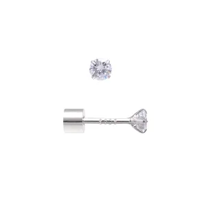 3MM Cubic Zirconia Sterling Silver Flat Back Earrings for Women Tragus Piercing Jewelry, Diamond White