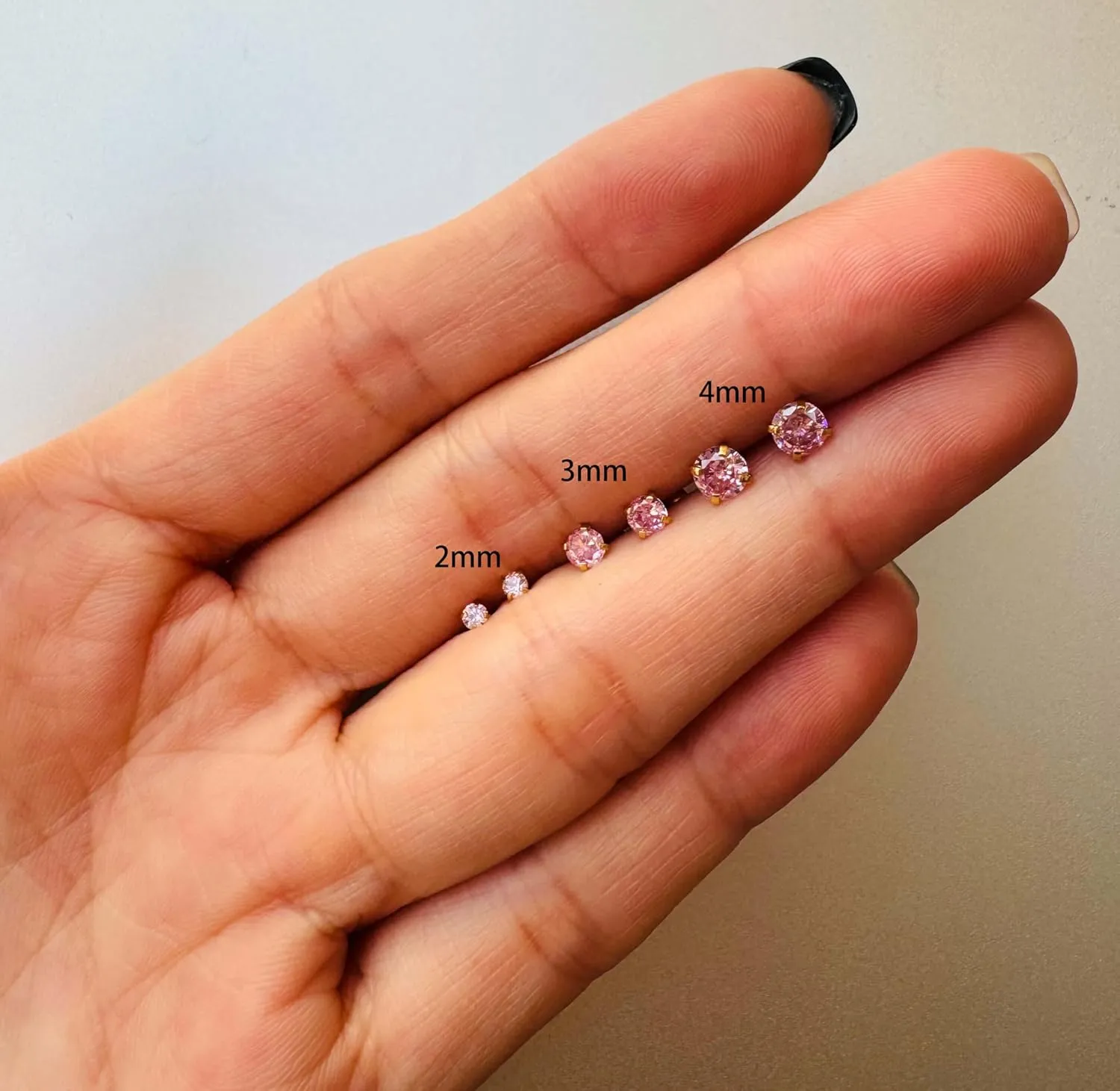 3Pairs CZ Stud Flat Screw Back Earrings for Women Multiple Piercing,Dainty Flatback Cubic Zirconia Cartilage Earring Stud,Helix Tragus Conch Piercing Jewelry (2mm/3mm/4mm Gold, Pink CZ)