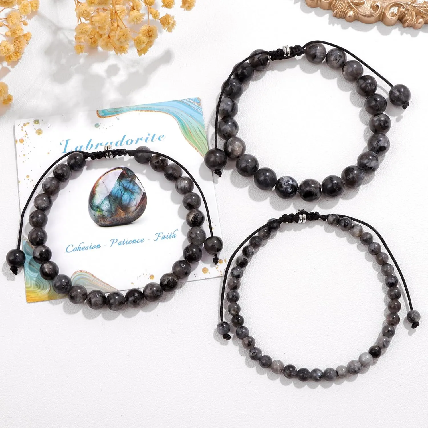 4 6 8MM Beaded Bracelet Handmade Adjustable Natural Stone Crystal Bracelet Healing Inspirational Gifts for Women Men